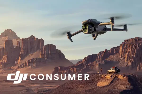 Drone DJI linha Consumer (Mavic/Mini) em voo — uso recreativo e profissional